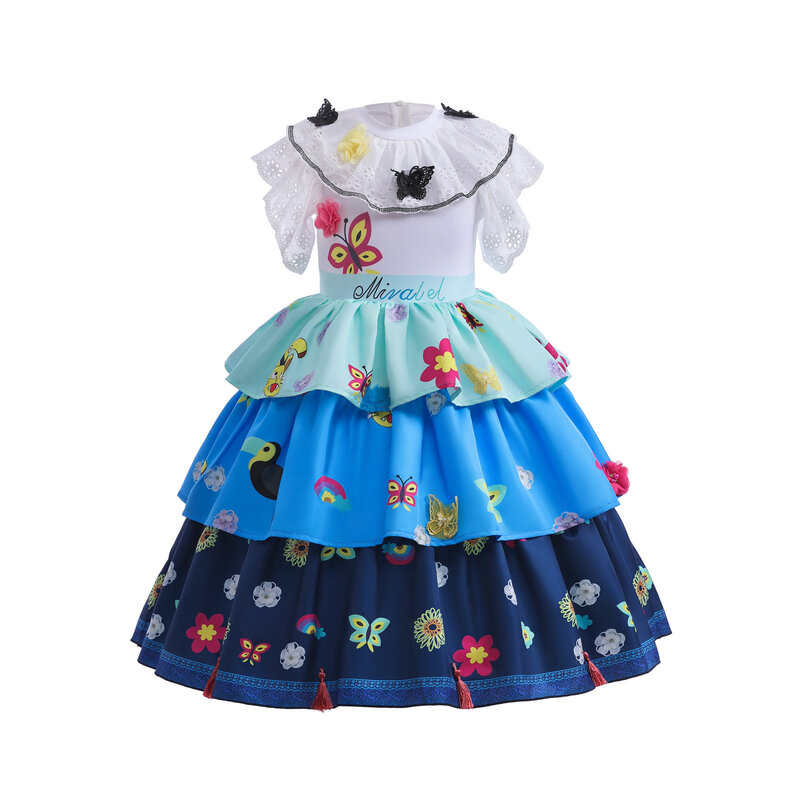 미라벨 엔칸토 드레스, 매력적인 소녀 생일 파티 공주 변장 의상, 유아 소녀 카니발 세트, 할로윈 판타지 의상