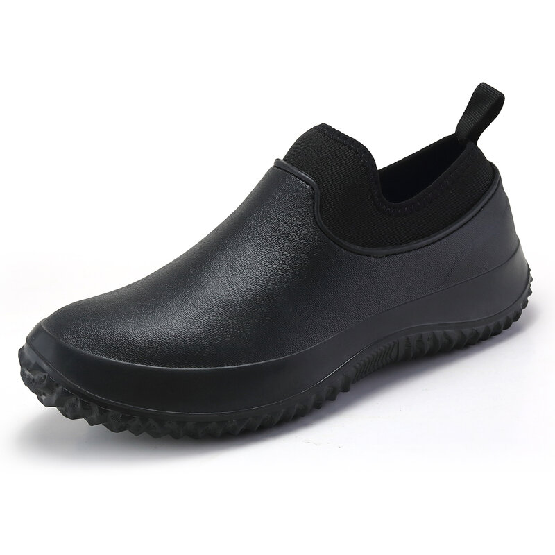 Men Work Chef Shoes Large Size Non-Slip Casual Loafers Waterproof and Oilproof Flat Shoes Restaurant Shoes Outdoor Rain Boots
