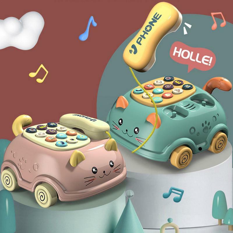 Juguete de teléfono Musical para niños pequeños, Mini máquina de aprendizaje de teléfono de dibujos animados con luces, sonido Montessori, juguete educativo temprano, regalo