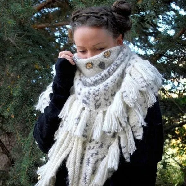 Женский Зимний вязаный шарф в стиле ретро