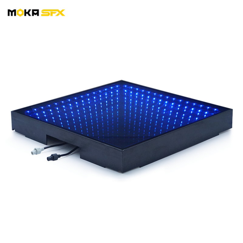 Infinity Mirror-pista de baile LED 3D, iluminación de escenario, suelo de vidrio templado, carga de 500KG, club nocturno, espectáculos, eventos, 8x8 pies, 25 unidades por lote