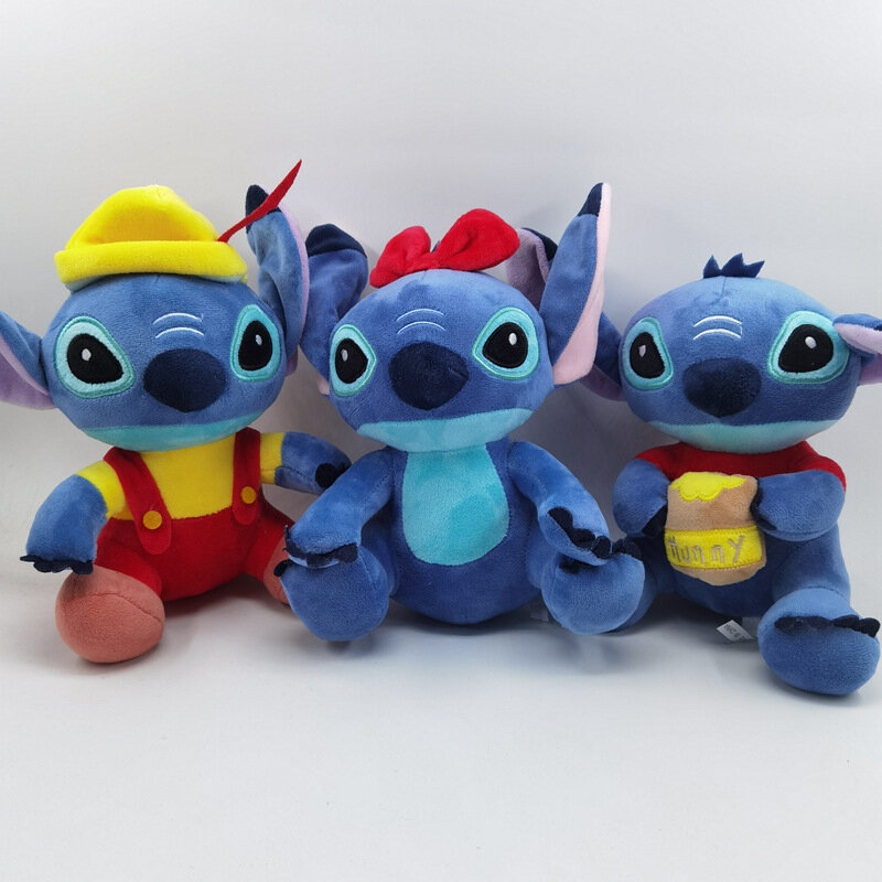 Disney Stitch Plush Toy para crianças, Lilo e desenhos animados recheados, boneca Soft Stress Relief, travesseiro do carro, brinquedo reconfortante, presente de Natal