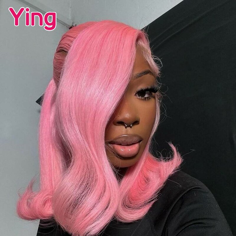 Ying 12A Princess Pink Colored Body Wave 13x 4 parrucca frontale in pizzo prepizzicata con i capelli del bambino 13x6 parrucca anteriore in pizzo trasparente 34 pollici
