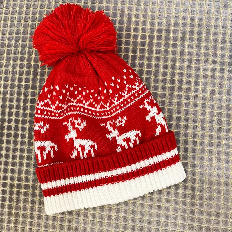 Женский теплый зимний комплект из 3 предметов, плотные мягкие перчатки, шарф, рождественские снежинки, олени, жаккардовая шапка, шейный платок для снега