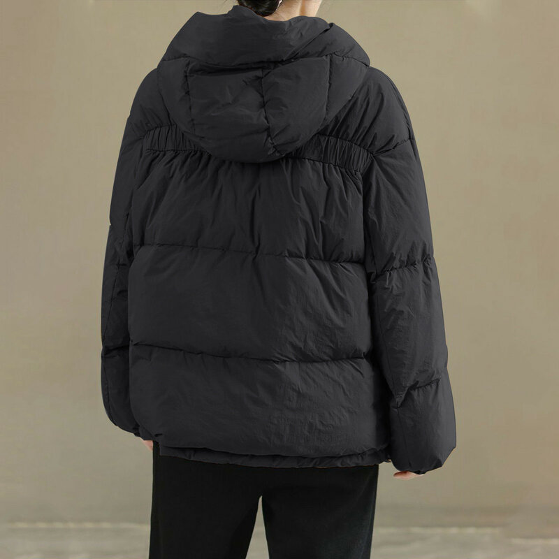 Женский однотонный пуховик с капюшоном на молнии, зимнее теплое пальто с хлопковой подкладкой, трикотажный топ
