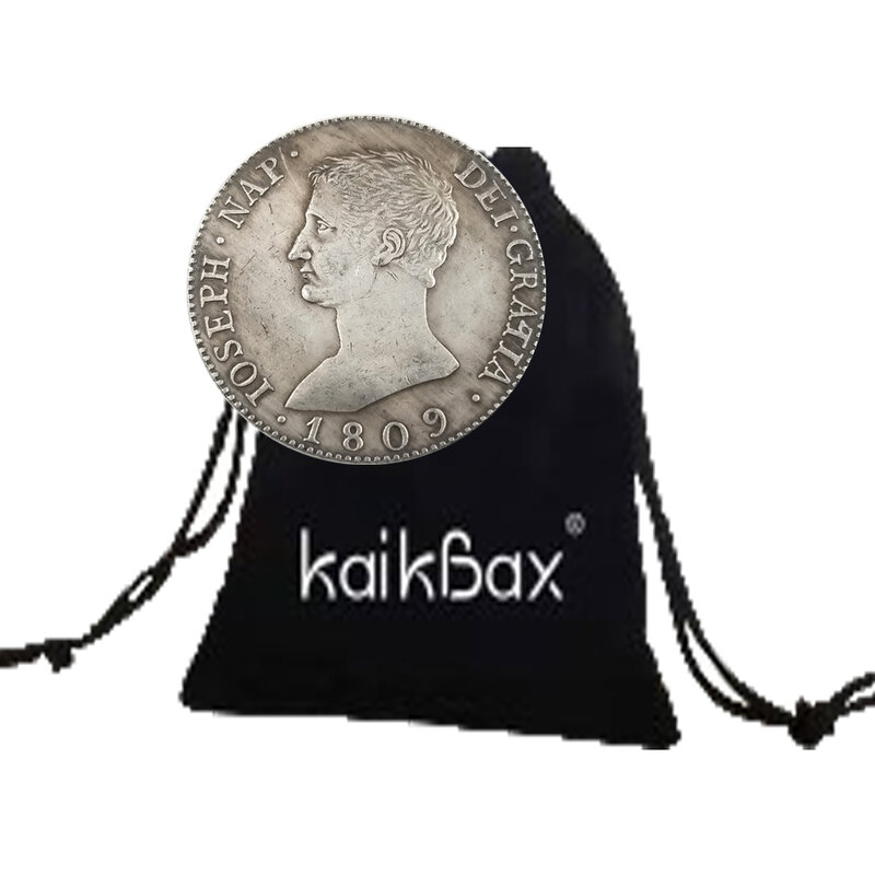 로맨틱 포켓 재미있는 동전 기념 행운의 동전 및 노벨티 선물 가방, 럭셔리 1809 스페인 제국 3D 커플 아트 동전