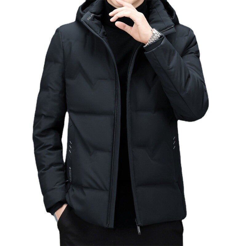 Jaket panjang pria, jaket pria lengan panjang warna hitam hangat tahan angin mode musim gugur 2023