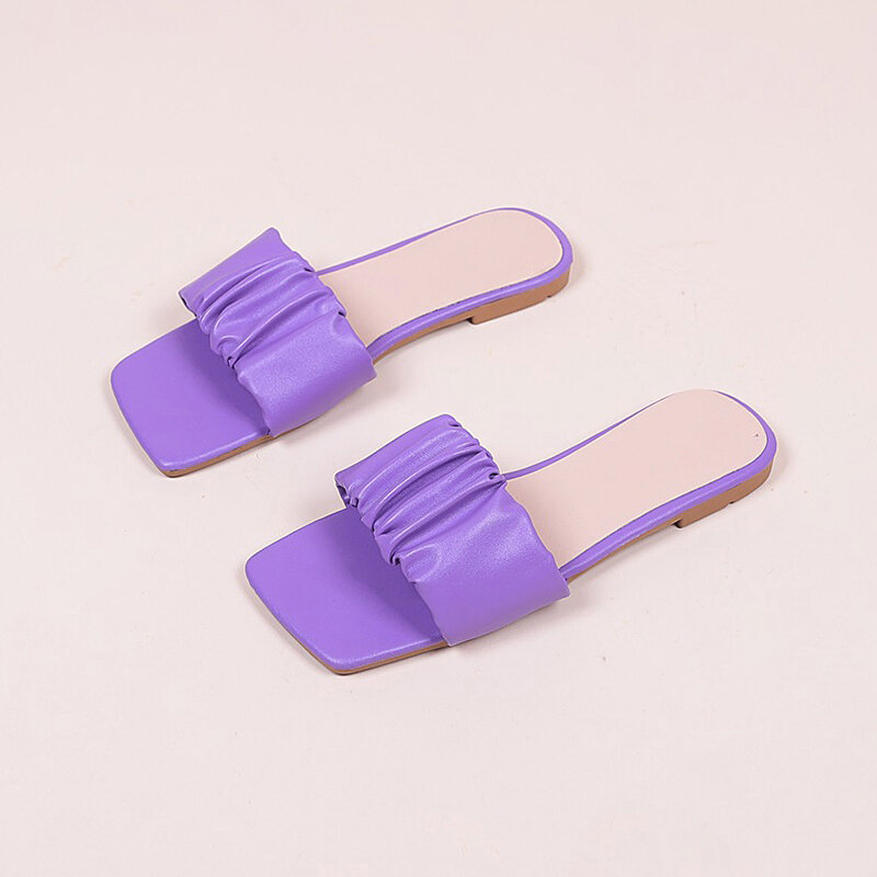 Zapatillas de tacón cuadrado para mujer, chanclas de diseñador, suaves, planas, de verano, 2022