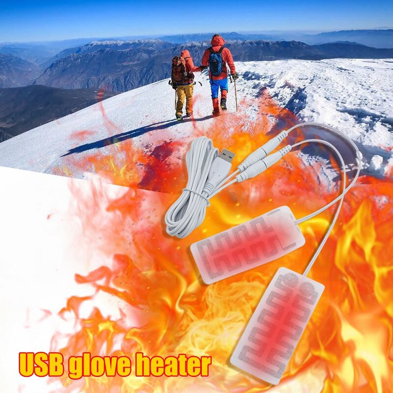1 paio di guanti Usb riscaldatore pellicola protettiva mani calde panno in fibra di carbonio USB Heatead Pad braccio in vita scaldavivande termico foglio riscaldante