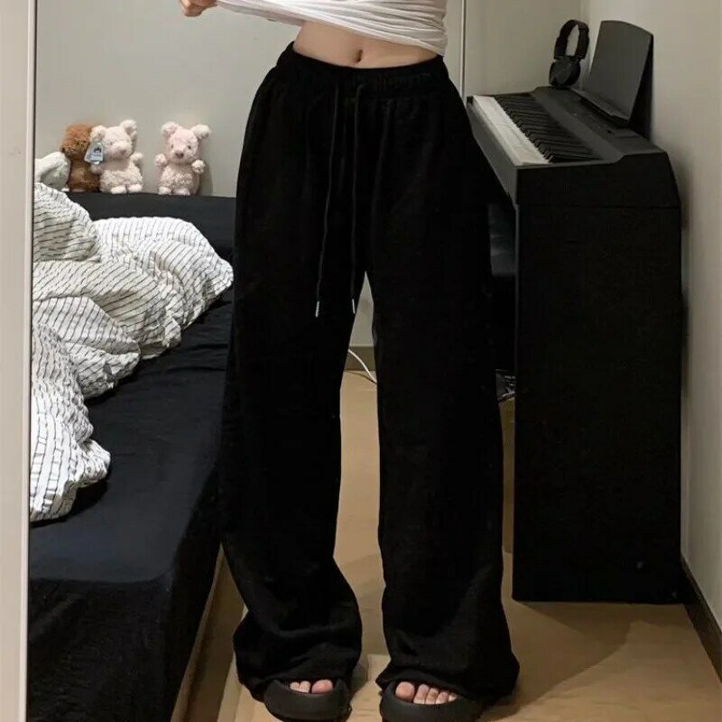 Базовые Женские спортивные брюки большого размера Deeptown, винтажные корейские модные широкие мешковатые спортивные брюки для бега, летние брюки