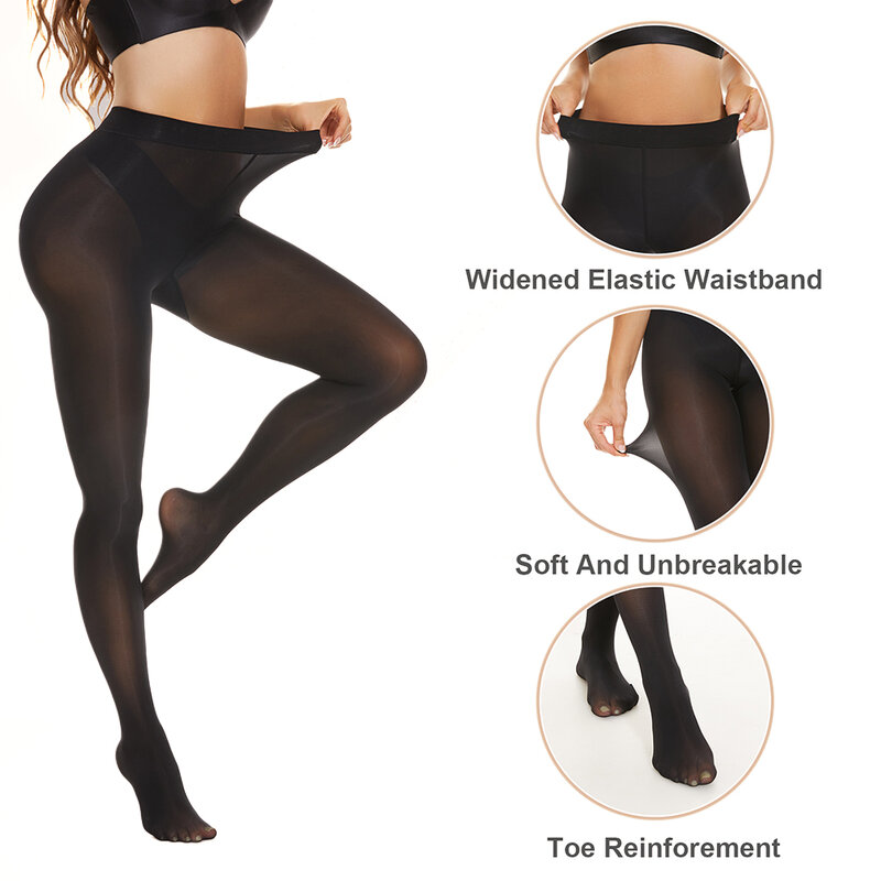 Pantimedias con pies de Color sólido para mujer, medias irrompibles resistentes a las roturas, medias elásticas de cintura alta sexys