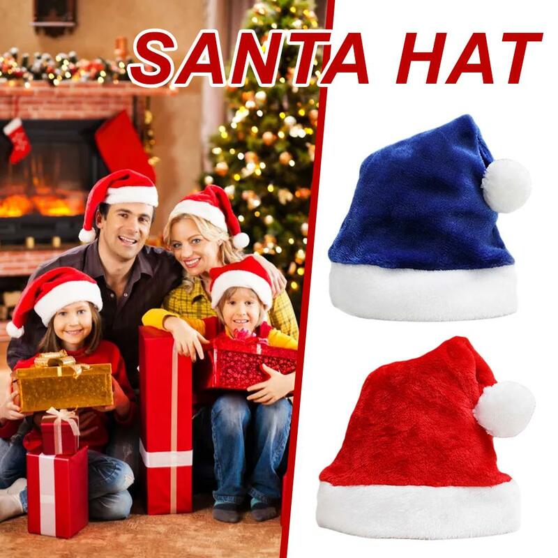 1 шт. красные рождественские шапки унисекс, взрослые, детские шапки Санта-Клауса, новый год, веселая искусственная декорация, рождественские шапки, праздничные принадлежности G6E6