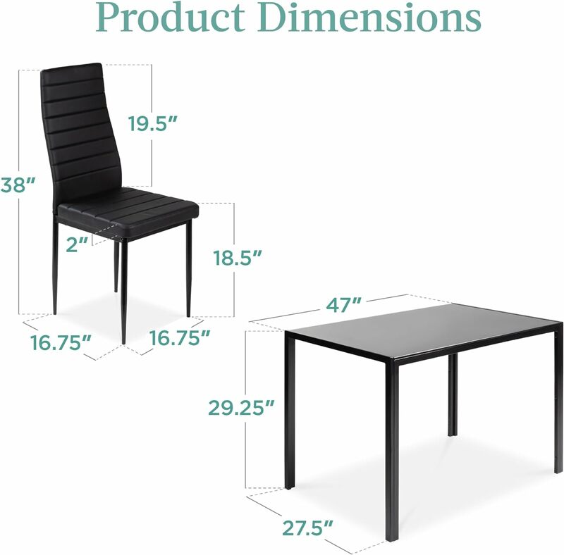 Beste Wahl Produkte 5-teiliges Glas Ess-Set, moderne Küchentisch Möbel für Esszimmer, Essecke Hocker Stuhl