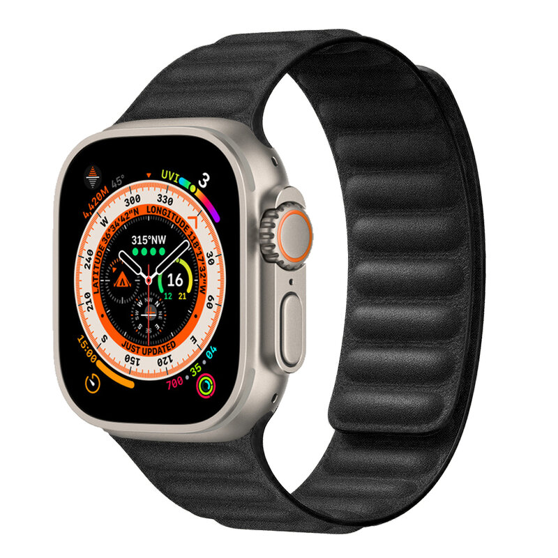 สาย Finewoven สำหรับสายคาด Apple Watch อัลตร้า2 49มม. 44มม. 40มม. 45มม. 41มม. 41มม. ห่วงแม่เหล็กของแท้ iWatch Series 9 8 SE 7