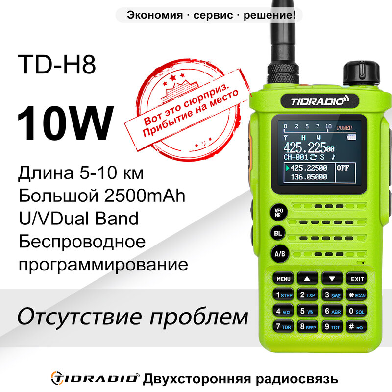 TIDRADIO TD-H8 профессиональная рация дальнего радиуса действия, аварийное радио, портативный двухсторонний радиоприемник, беспроводная рация HAM GRMS