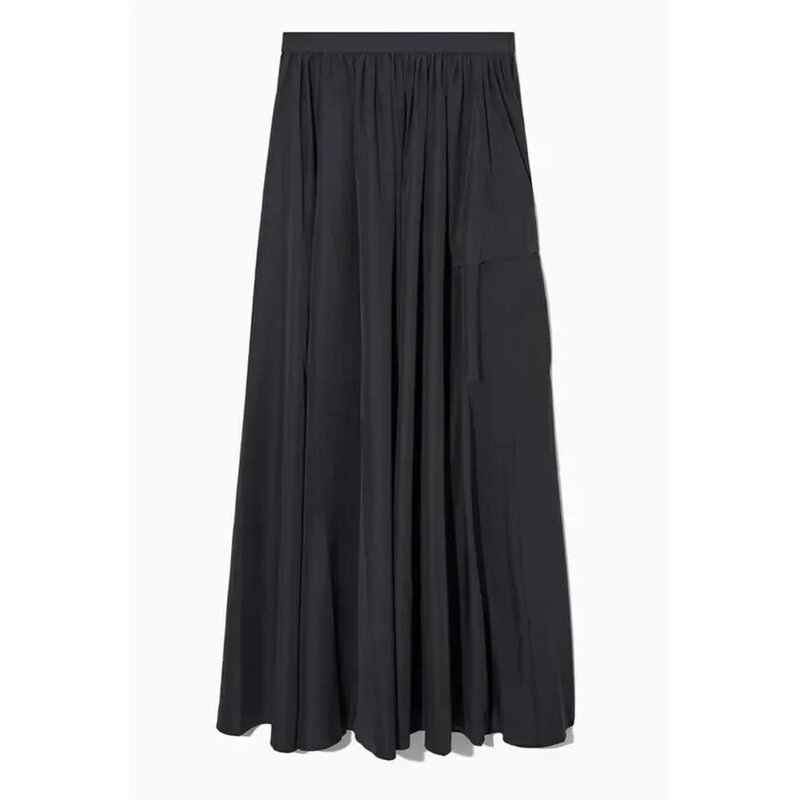 Falda plisada con diseño de cintura elástica informal, nuevo