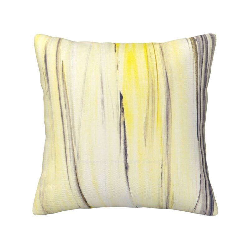 Yellow Breeze Home Sofa Car Waist Throw Pillowcase Yellow Grey Gray Watercolour Brush Pastel Pattern Wooden
