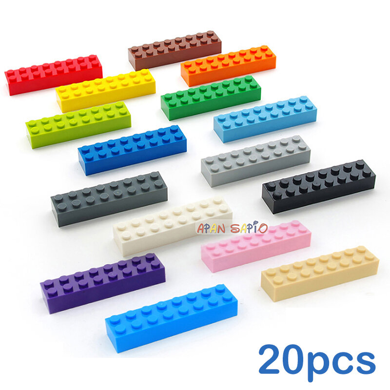 20 Buah DIY Blok Bangunan Tebal 2X8 Titik Mainan Kreatif Pendidikan untuk Anak-anak Angka Bata Plastik Ukuran Kompatibel dengan 3007