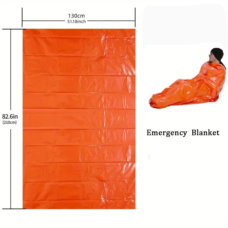 Namiot ratunkowy, śpiwór i płaszcz przeciwdeszczowy, przenośny, składany i wielofunkcyjny koc pierwszej pomocy sprzęt survivalowy do wędrówek na świeżym powietrzu