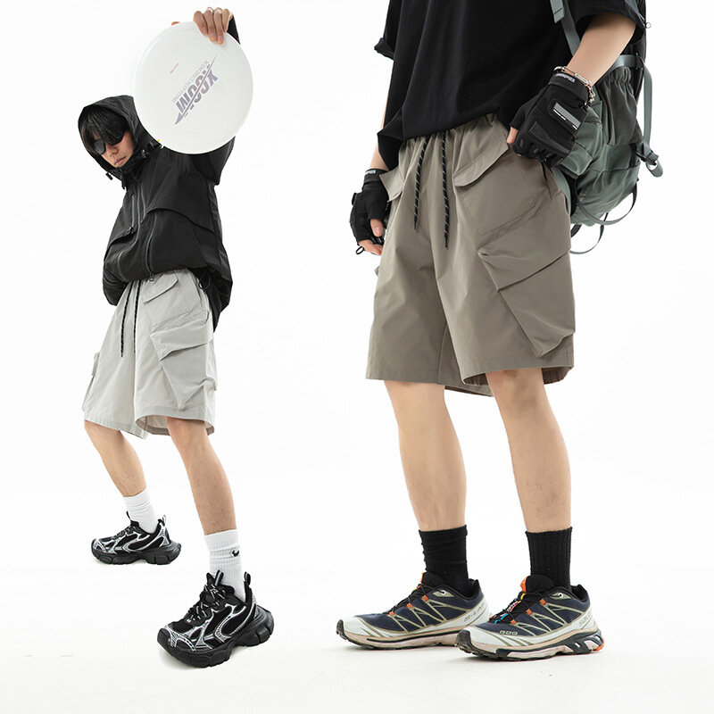 Pantaloncini Cargo da uomo larghi con tasche 3D High-Street e stile vitalità giovanile per la moda estiva 2024