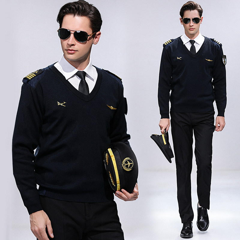 Kustom 100% katun kain hijau seragam Pilot set kemeja Blazer celana Staf penerbangan pakaian kerja Kapten seragam