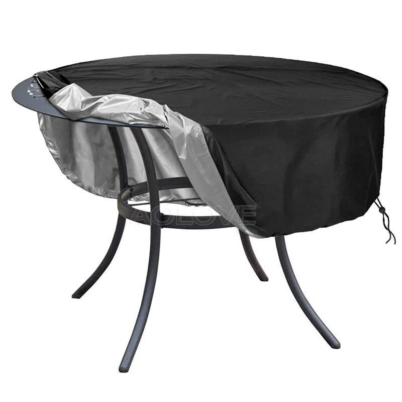 Outdoor Round Table Cover Garden Furniture Cover Waterproof Sunscreen Rainproof Protective Cover Dustproof 210D Oxford Cloth