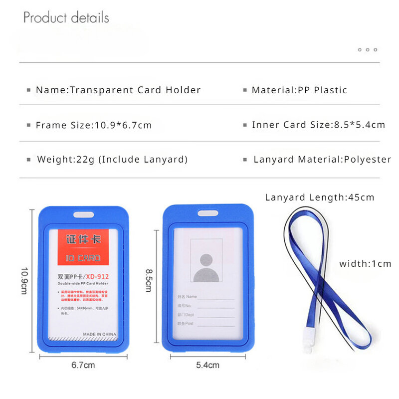 1Zestaw plastikowych etui na karty działające dla pracowników Tornister na klatkę piersiową Uchwyt na identyfikator ze smyczą Karta pracownika