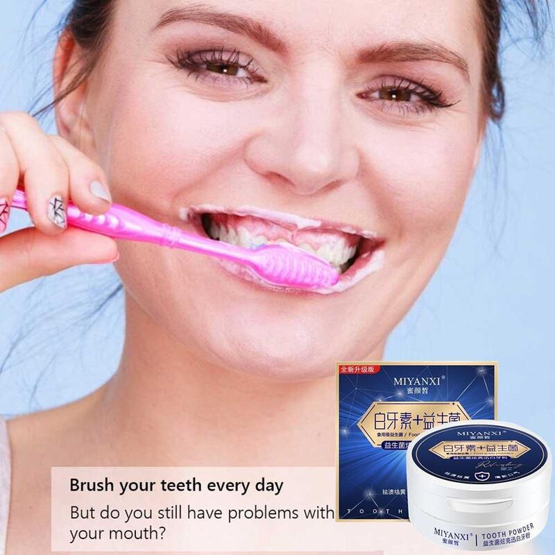 Polvo blanqueador de dientes probióticos, limpieza efectiva, elimina manchas, higiene bucal, herramientas de cepillo de dientes, cuidado Dental