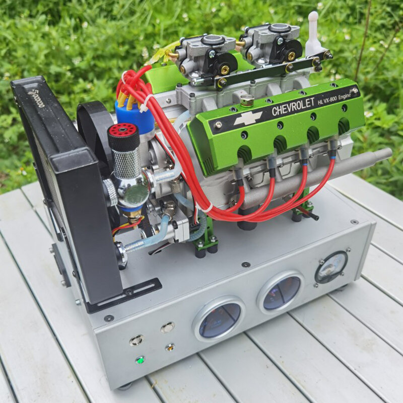 Karburator ganda V8 Model mesin empat tak VX800 OHV 67.2 CC mainan Model modifikasi mesin bensin delapan silinder