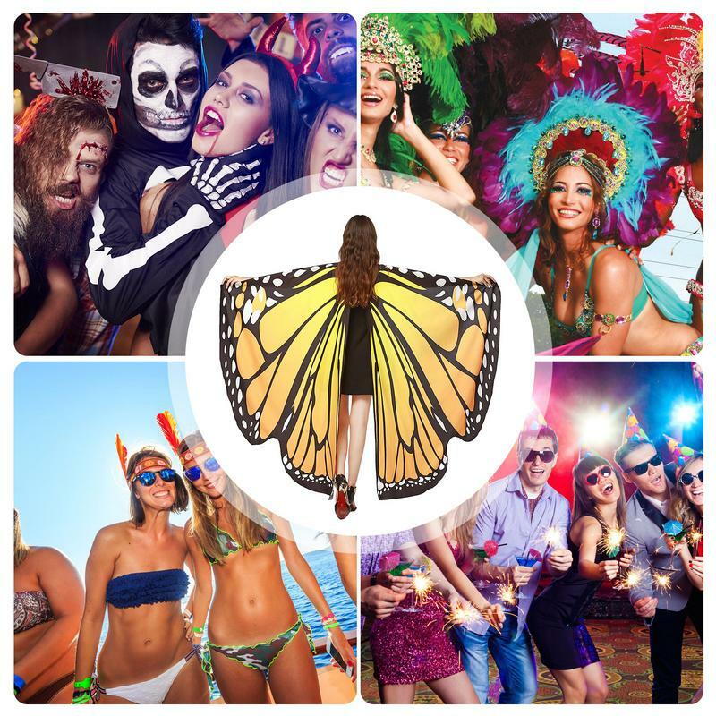 Costume d'Halloween avec Ailes de Papillon, Châle Imprimé Double Face, Cape de Dégradation, Festivals, Carnaval, Performance Cosplay