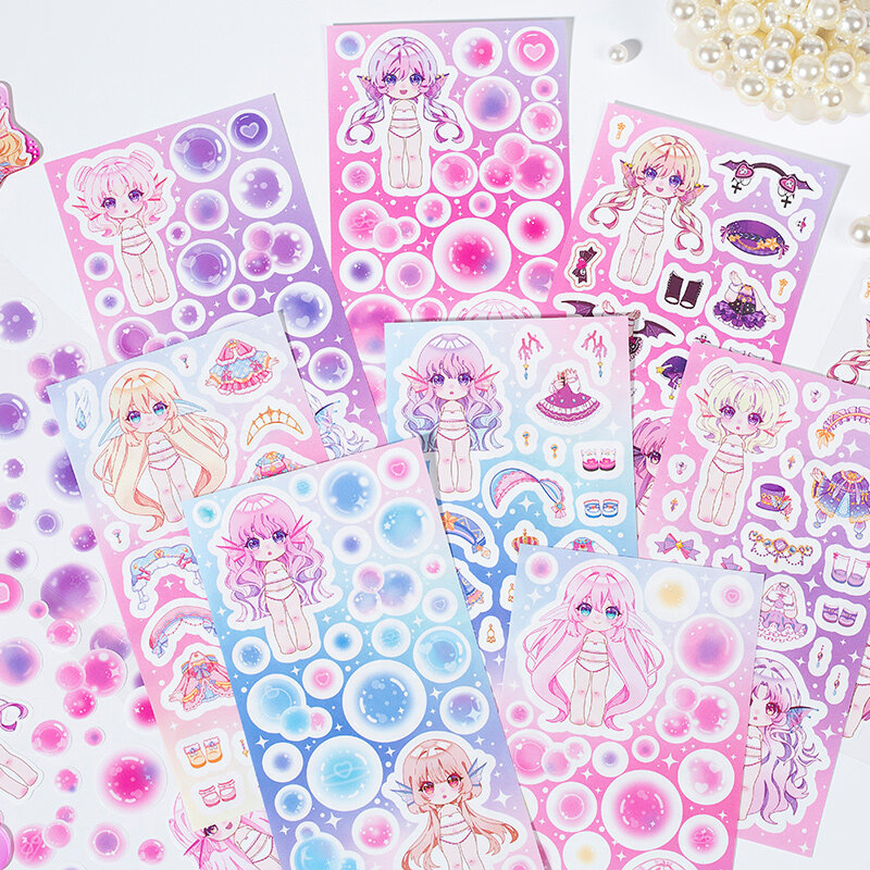 8PACKS/LOT Bella dress-up show series cute lovely decorative art paper sticker