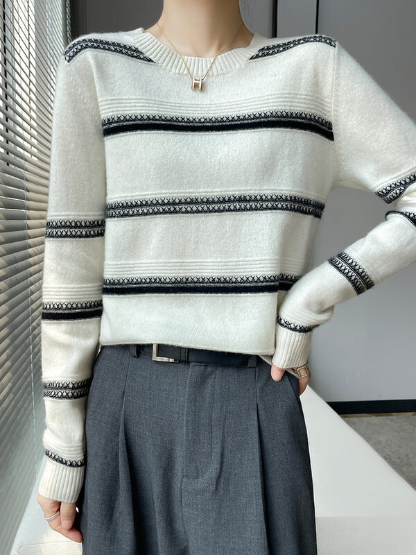여성용 캐시미어 스웨터, 고품질 니트 풀오버 패션 의류, 느슨한 상의, 소녀 소프트 셔츠, 2024 용수철 가을 100%