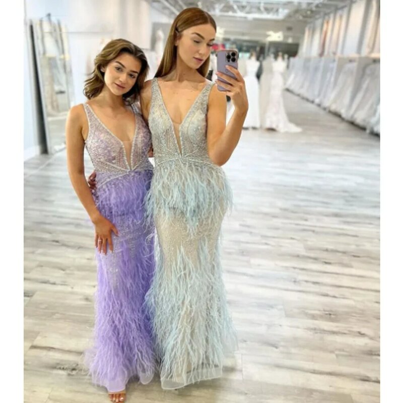 Elegant Mermaid Evening Dresses For Women 2024 Backless Luxury Dubai Beaded Sleeveless Arabic Vestidos Formal Party Gowns