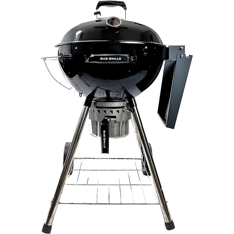 SnS Grills Slow ‘N Sear Kettle Grill with Deluxe Insert and Easy Spin Grate for Two-Zone Charcoal