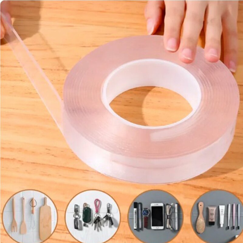 Nastro adesivo biadesivo Super resistente lavabile riutilizzabile impermeabile doppio nastro trasparente per forniture da bagno per cucina
