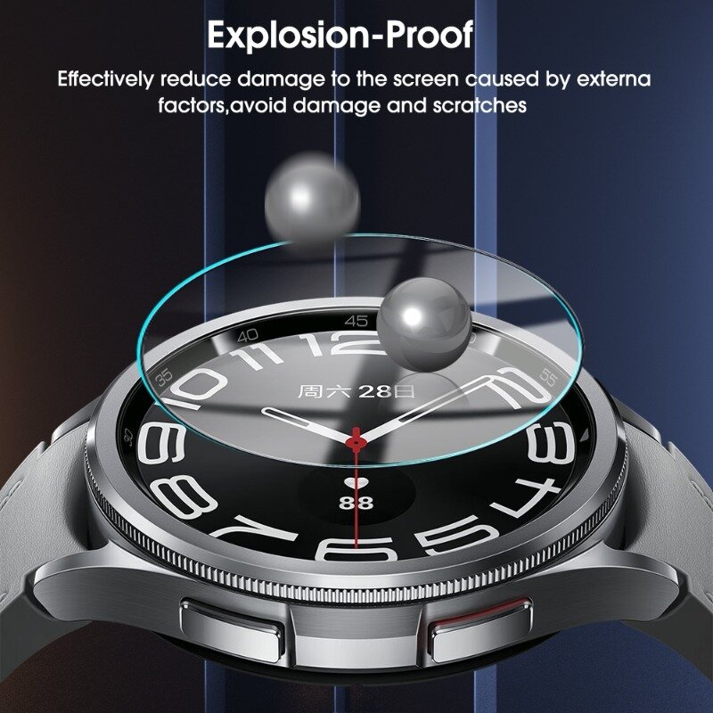 Lapisan pelindung layar jam tangan pintar, lapisan pelindung layar untuk Samsung Galaxy Watch 6 kaca Tempered untuk jam 6 42mm 46mm 40mm 44mm