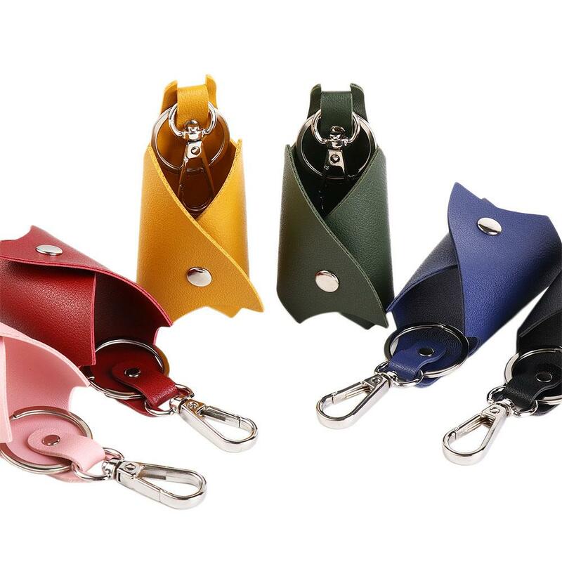 Porte-clés de voiture en cuir PU pour hommes, mini sac à cartes, portefeuille, couverture de clé, clé à distance, poudres