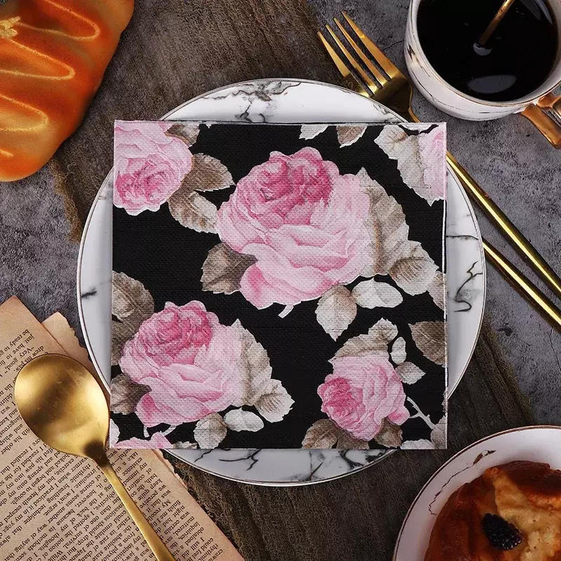 Nowy czarnym kwiatem papierowa chusteczka z nadrukiem chiński styl czyste drewno papierowa podkładka papier dekoracyjny 2ply 20pcs/pac 33*33cm
