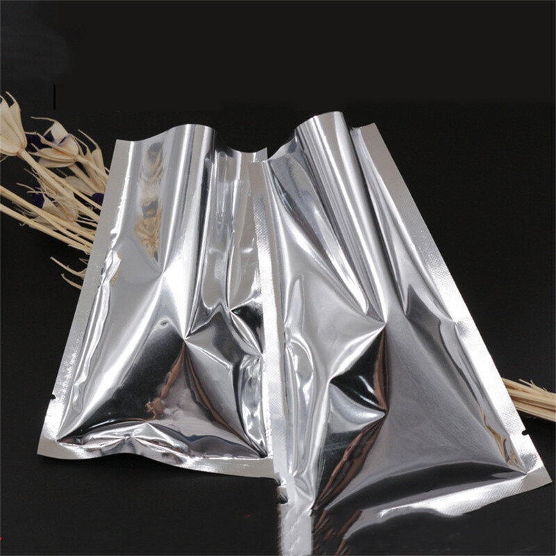 100 Buah Tas Foil Aluminium Plastik Tahan Lembap Wadah Kemasan Komposit Perlengkapan Kemasan Kantung Aluminium