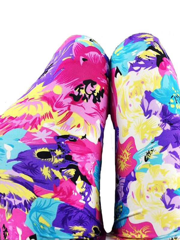 CUHAKCI Printing Leggins High Quality Legging Women Fitness Pants Elasticity Floral Stripes Grid Leggins