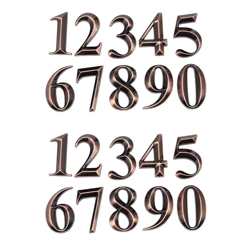 20Pc Gate Digits 0 To 9 Number Tag Numeral Door Plaque House Drawer Sign Plating Hotel Home Sticker Bronze