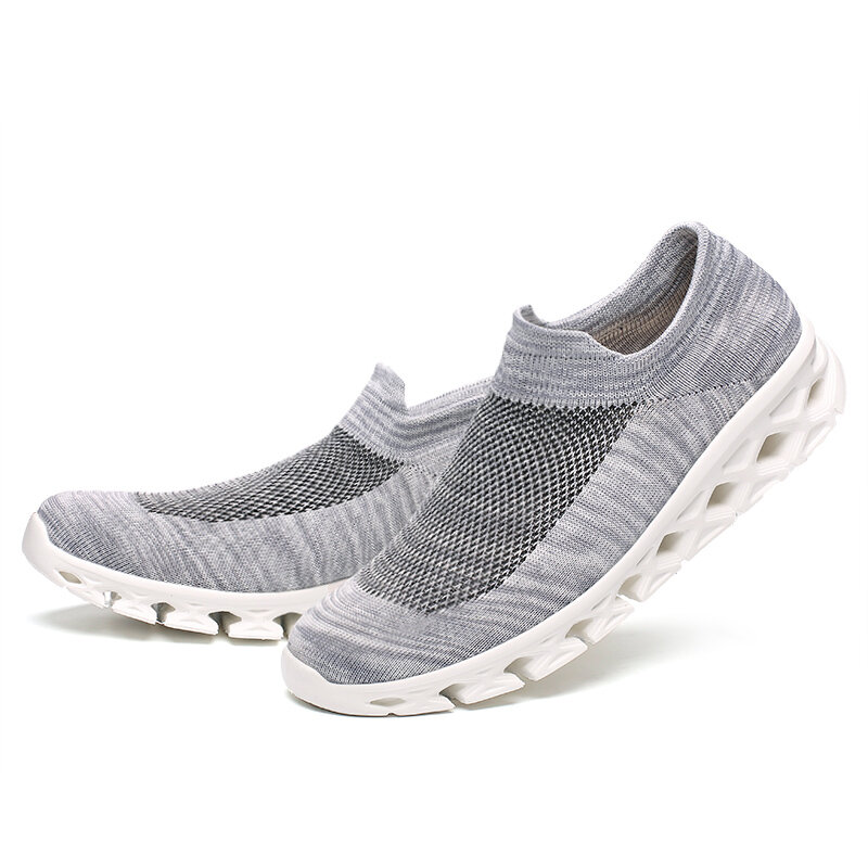 Summer Slip On Shoes Men Women Breathable Casual Mesh Shoes Soft Elastic Stretch Fabric