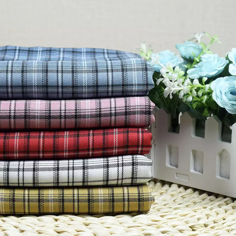 Plaid Fabric Micro-elastic By The Meter for JK Uniform Skirts Shirts Clothing Sewing TR British Style Soft Decorative Cloth Pink