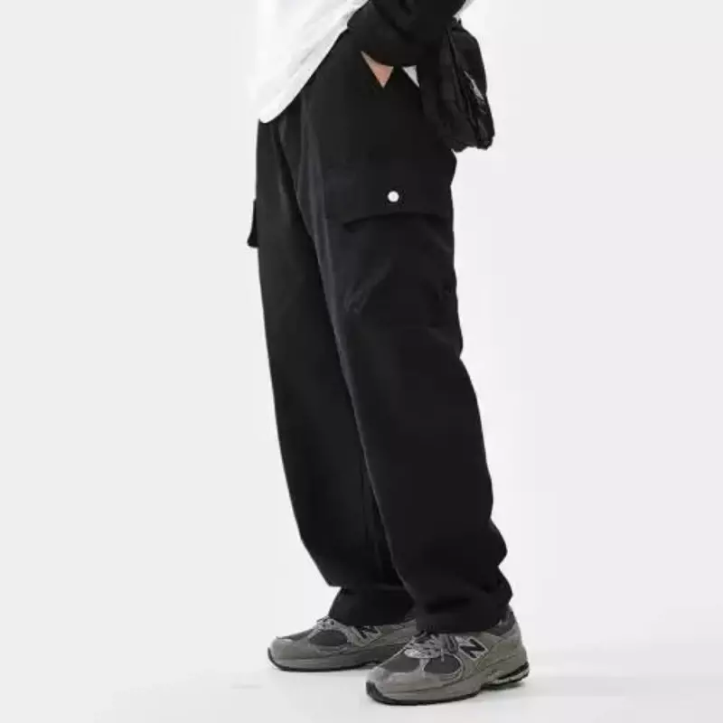Macacão multibolso solto masculino, calça Harajuku, calça casual de trabalho com cordão, esportes ao ar livre, tendência japonesa, outono, 2023