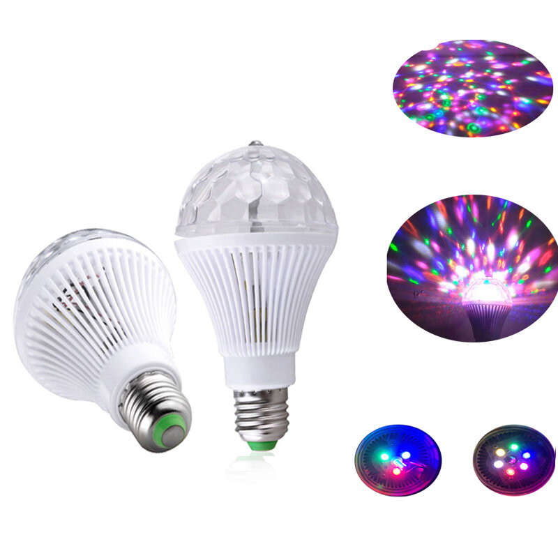 Mini Rotating Magic Ball Light, E27, RGB, Lâmpada de Projeção, Festa, DJ, Disco, Casa, KTV, Bar, Palco, Iluminação do casamento