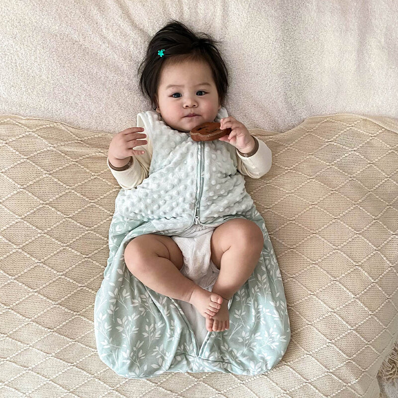 Kantong tidur untuk bayi 3-24 bulan hangat lembut Doudou Patchwork 2,5 Tog tidur tanpa lengan 2-cara ritsleting selimut anti-tendangan