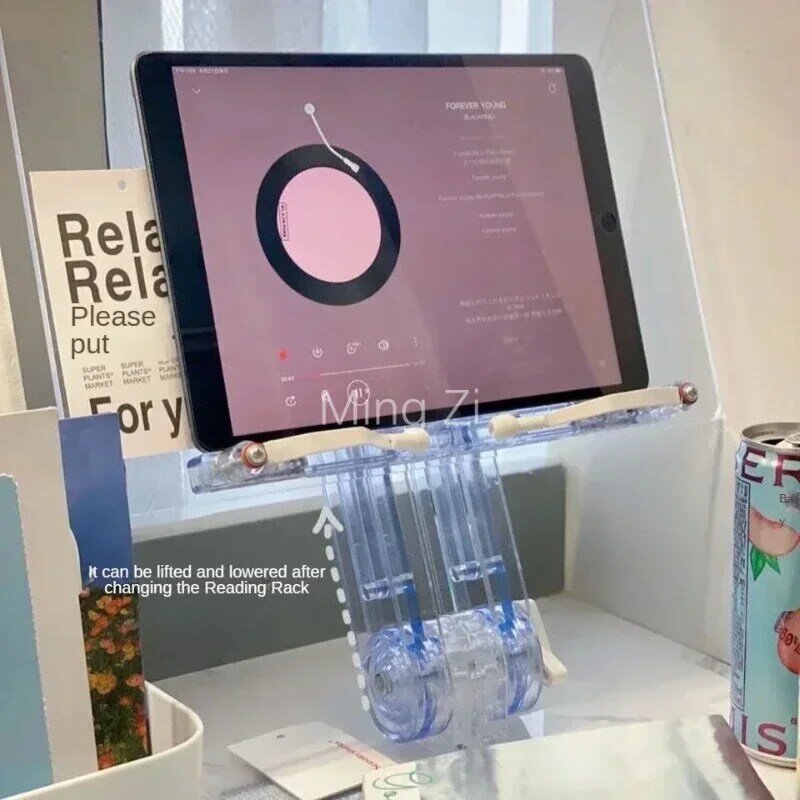 Поднятая подставка для ноутбука, вращающаяся на 180 ° настольная подставка для чтения, прозрачная акриловая подставка для ноутбука в стиле Ins для чтения на столе