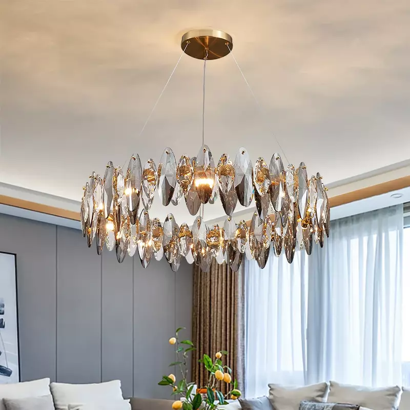 Candelabro de cristal moderno, iluminación Led de lujo para decoración del hogar, sala de estar y comedor, accesorios de iluminación