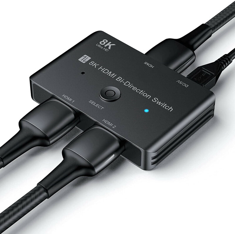 Pemisah Yang Kompatibel dengan HDMI 8K @ 60Hz Sakelar Yang Kompatibel dengan HDMI 4K @ 120Hz 48Gbps Dua Arah 2.1 Pengalih 2 Dalam 1 Keluar 1 Dalam 2 Keluar untuk Xbox
