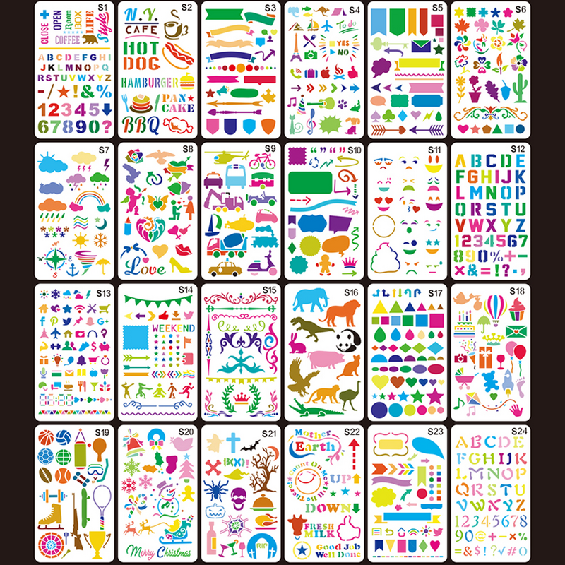 24 Pcs Drawing Tools Kids Drawing Templatess For Kidss For Kidss For Kids Kids Templates Account and Crafts for Hollow